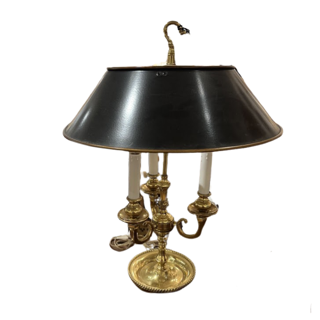 Brass Bouillotte Lamp with Tole Shade