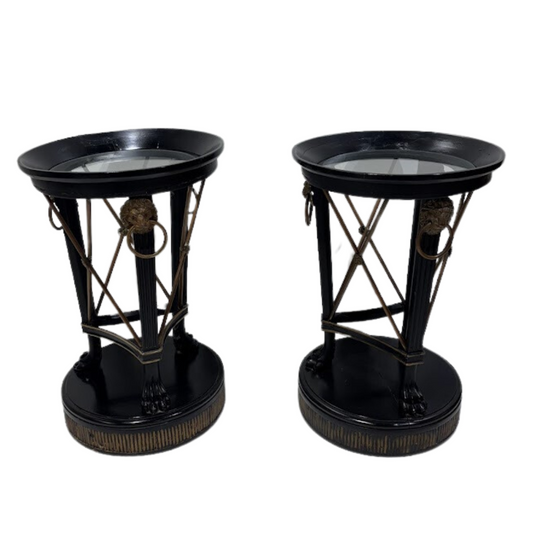 Antique Neoclassical Ebonized and Parcel Gilt Side Tables