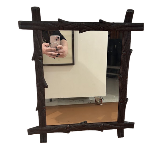 Carved Black Forest Frame with New Mirror