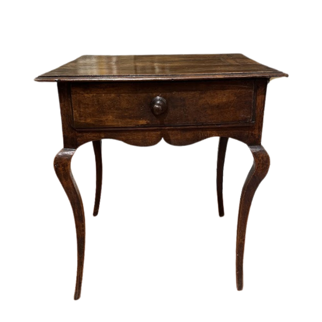 Antique French Walnut Louis XV Table with Scalloped Skirt Circa 1760