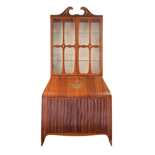 Paolo Buffa Italian Mid-Century Brass Inlaid Secretary