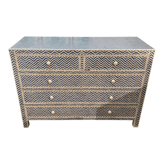 Late 20th Century English Anglo-Indian Style Geometric Designed Chest of Drawers