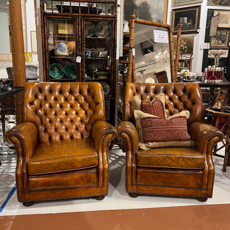 Antique lounge chairs and vintage accent seating at Interiors Market Atlanta showroom