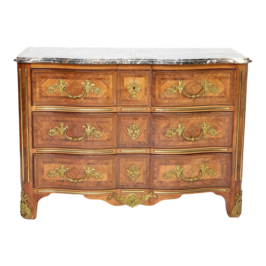 19th C. Louis XIV Style Parisian Made Marble Top Commode. C. 1870