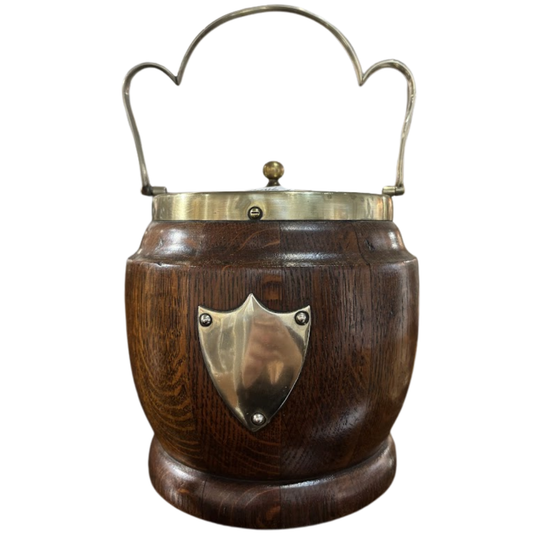 Antique English Oak Biscuit Barrel
