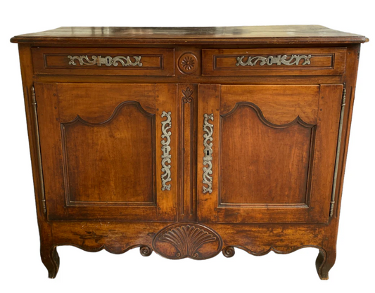 19th C. French Walnut Buffet with Pewter Hardware