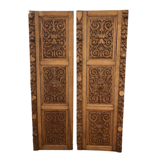 Pair of Antique English Carved Wood Doors