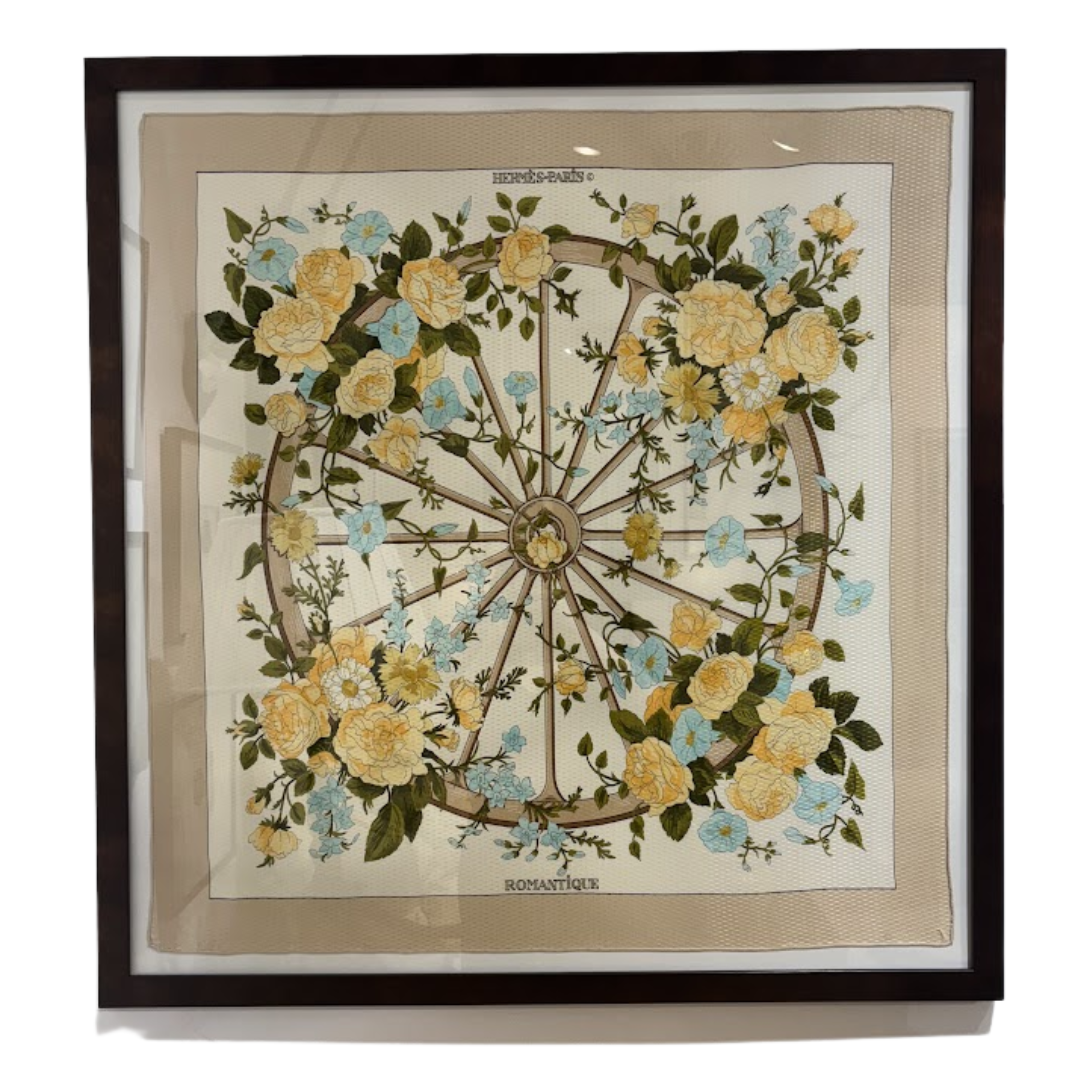 Framed Hermes Scarf - Yellow and Blue