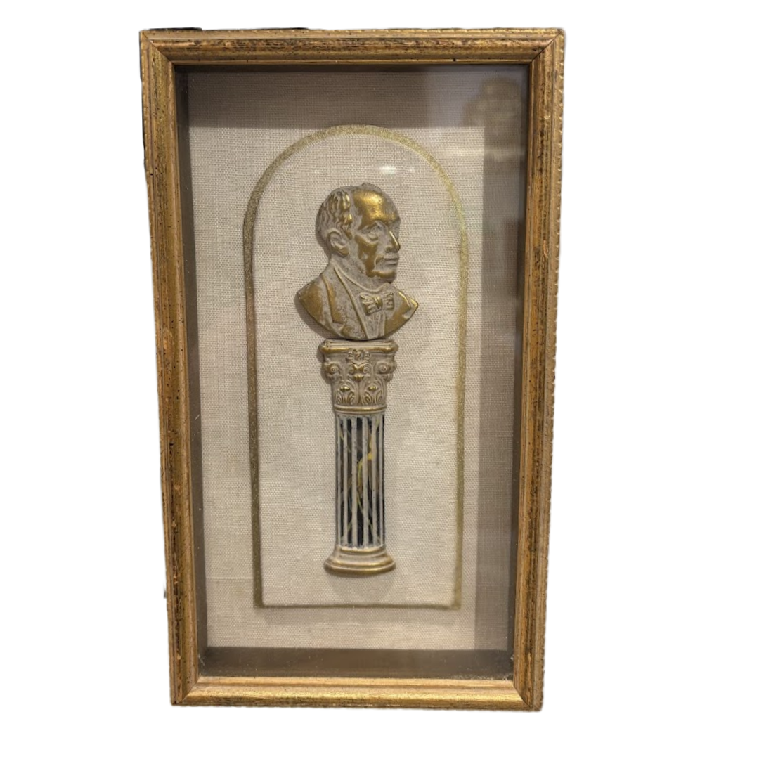 Framed Brass Bust on Column of Franz Liszt