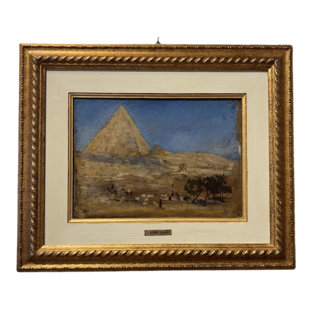 Giuseppe Haimann (Italian) Painting of the Pyramids and the Great Sphinx of Giza