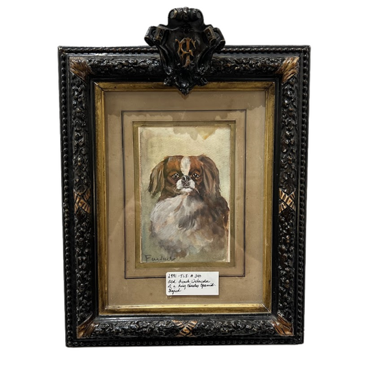 Old French Watercolor of a King Charles Spaniel (TLI #340)