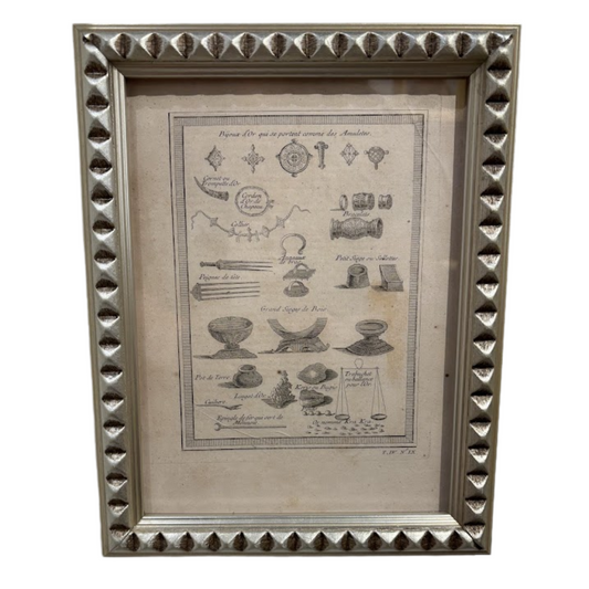 Antique Print Depicting African Jewels in New Frame with Conservation Glass