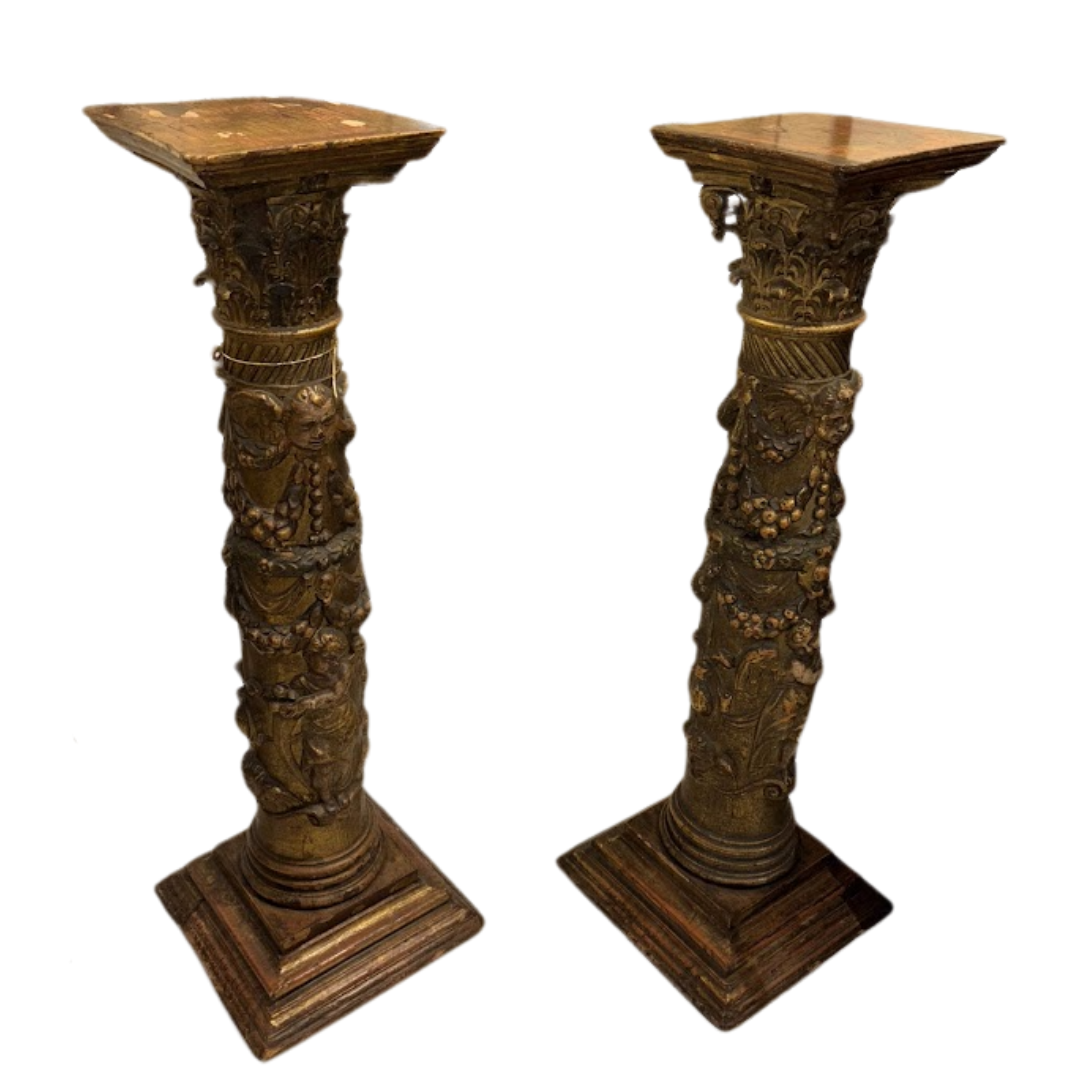 Pair 19th Century Painted Columns
