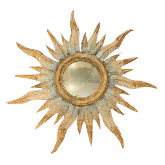 Italian Carved Wood Sunburst with Painted Finish