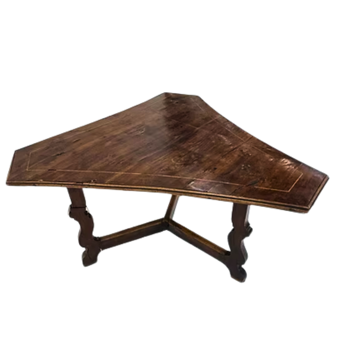 Italian Walnut Table from a Monastery’s Library In Walnut With Pine, Yew and Boxwood Inlay (Item #1017)