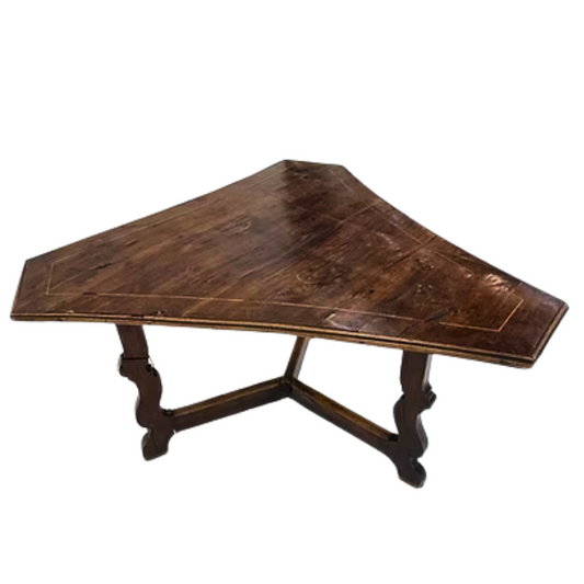 Italian Walnut Table from a Monastery’s Library In Walnut With Pine, Yew and Boxwood Inlay (Item #1017)