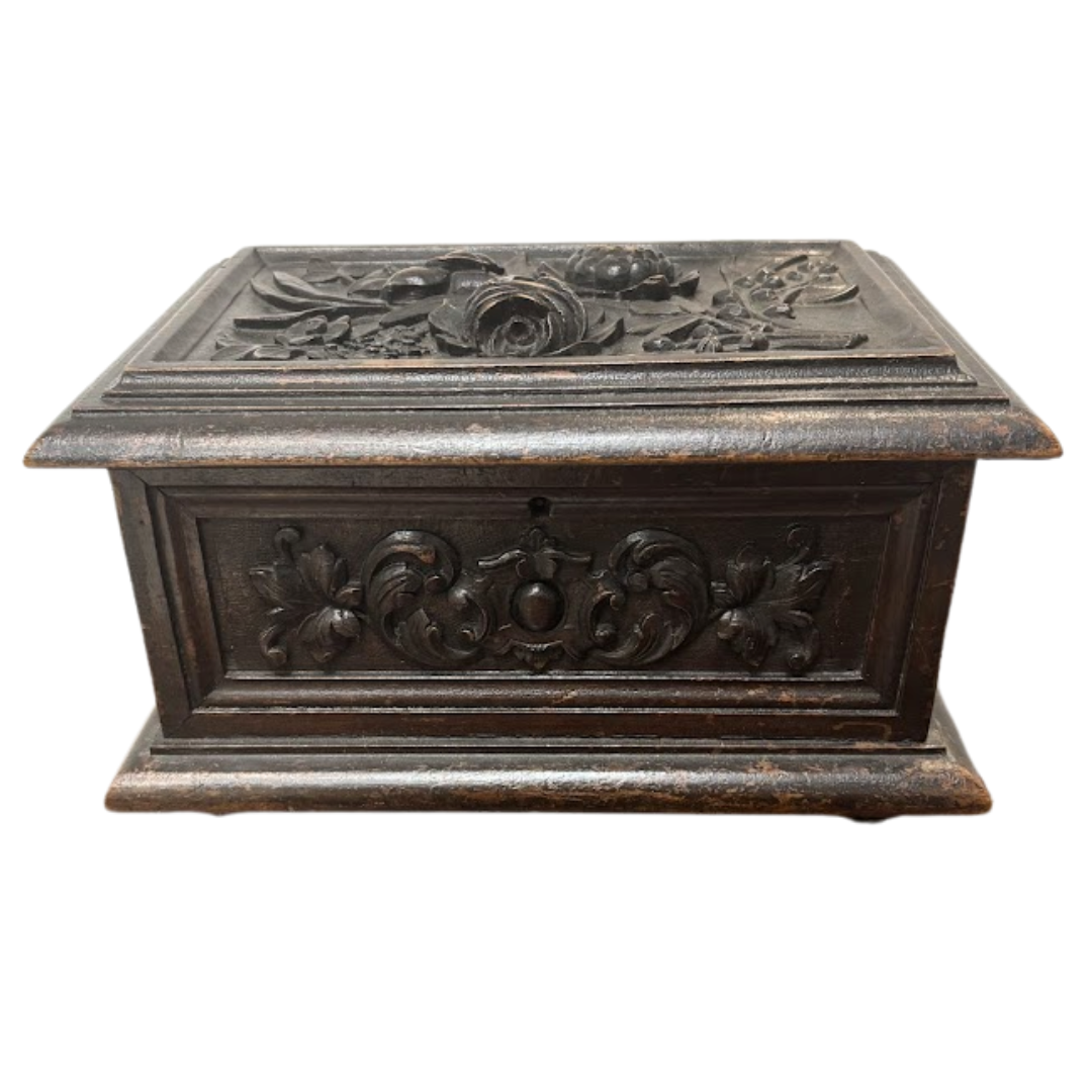 Beautifully Carved and Footed Antique French Box