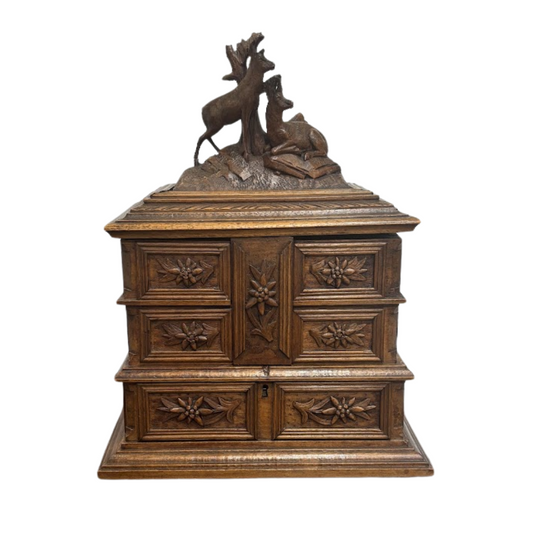 Antique Black Forest Antelope Jewelry Box