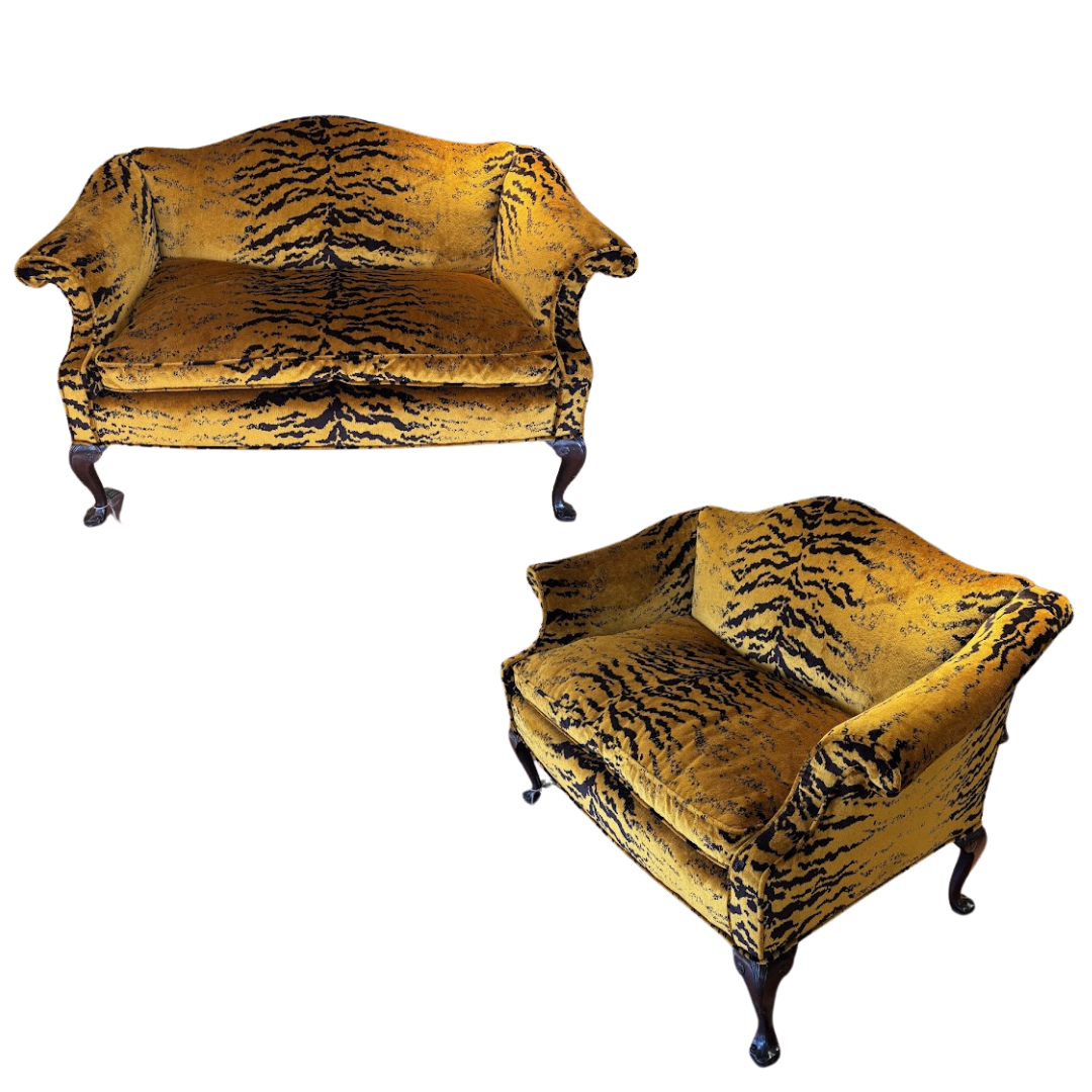 Vintage Settees in Tiger Velvet