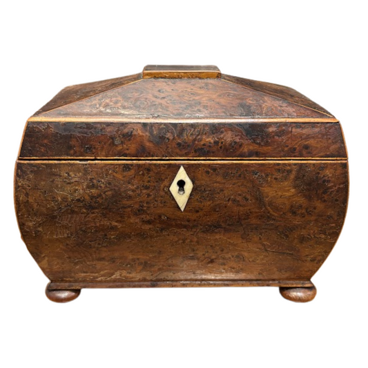 Regency Burl Walnut English Tea Caddy Circa 1810