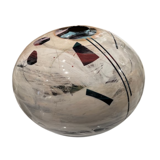 Decorative sphere with abstract patterns on a white background