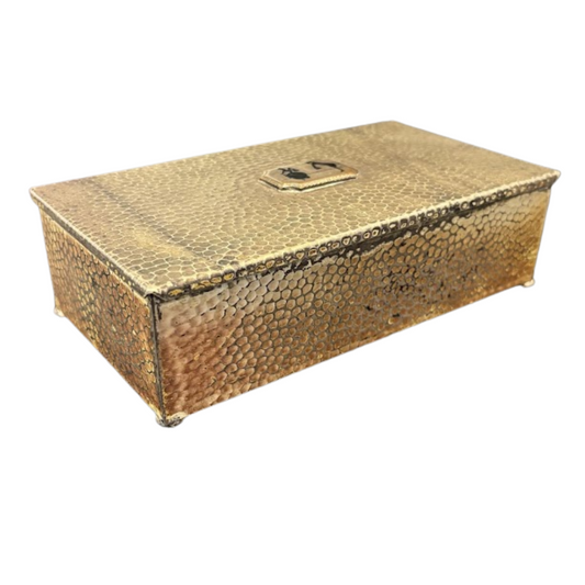 Gold textured jewelry box on a white background