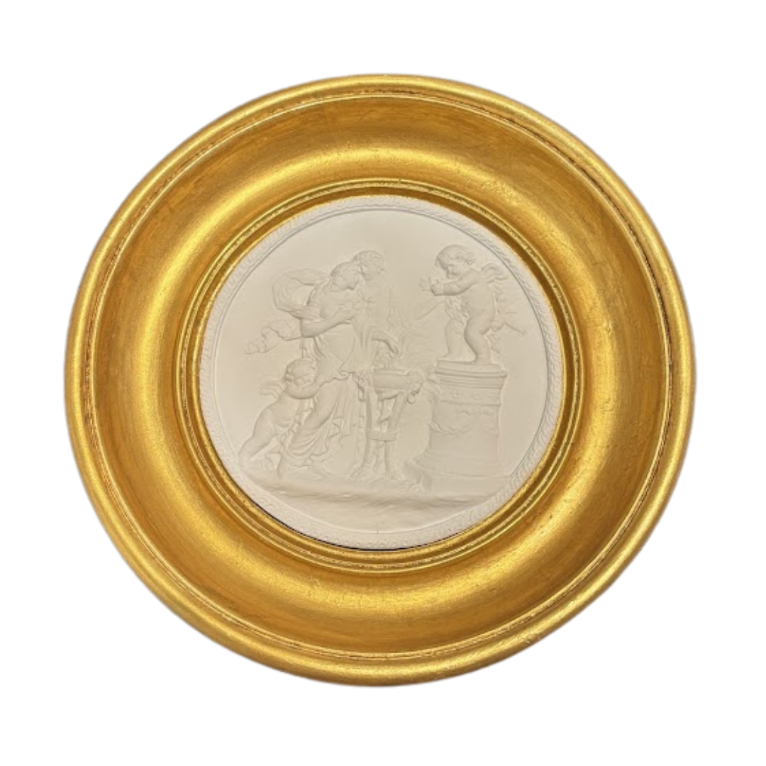 9" Hand Made Intaglio Cast from Piece in French Riviera in Frame Cast from Antique Frame in London