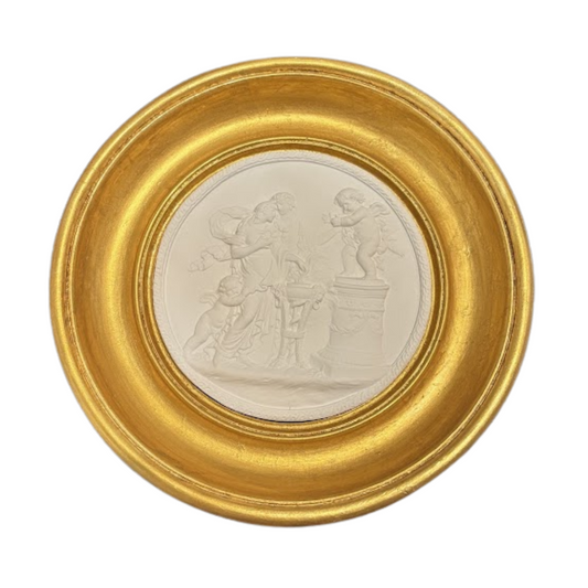 9" Hand Made Intaglio Cast from Piece in French Riviera in Frame Cast from Antique Frame in London
