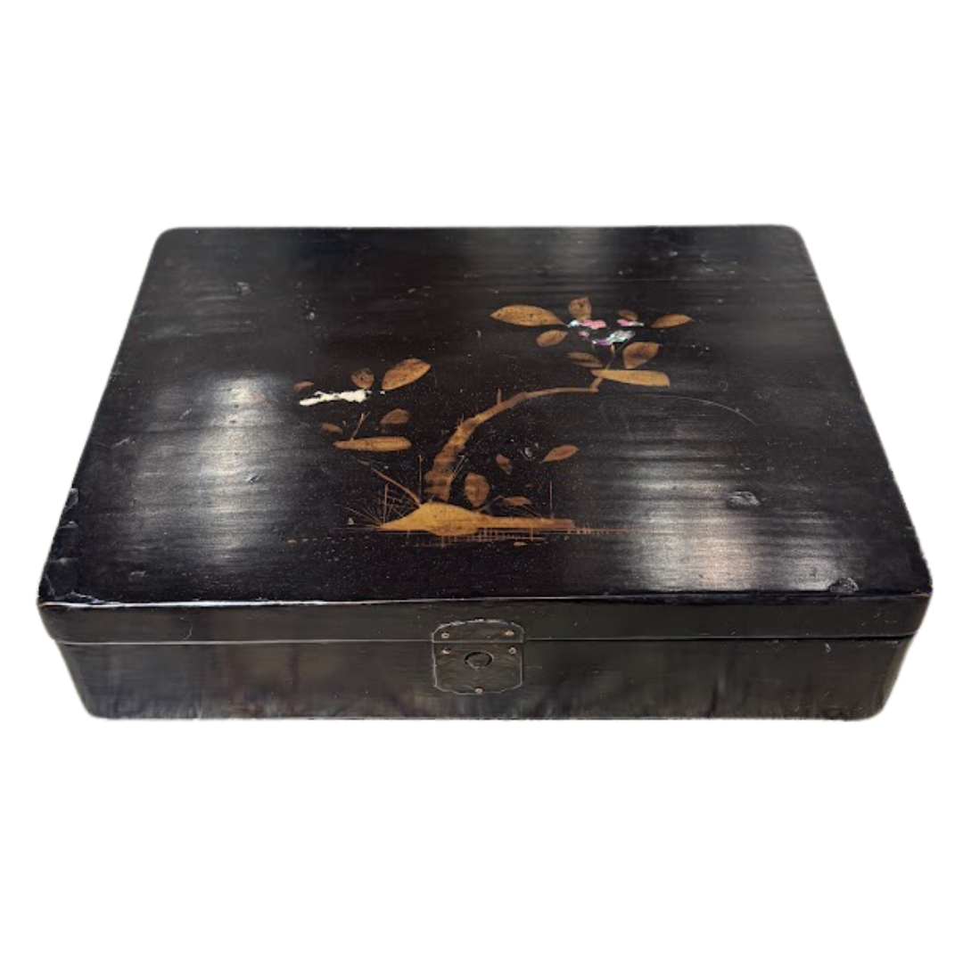 Victorian Jewelry Box with Inlaid Mother of Pearl