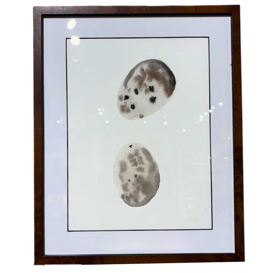 Egg Watercolor Painting by Daniel Zimmerman Studio in Burl Frame