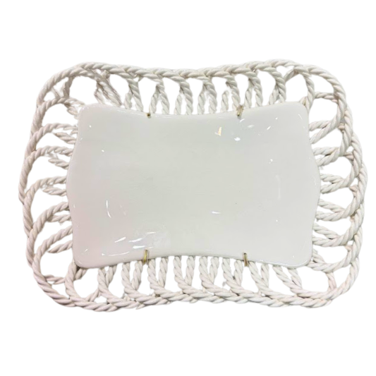 Creamware Dish with Braided Rope Border Circa 1860