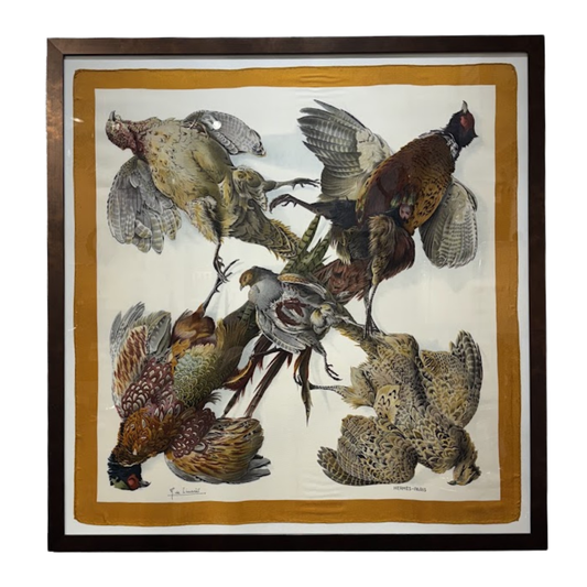 Framed Vintage Hermes Scarf by Henri de Linares