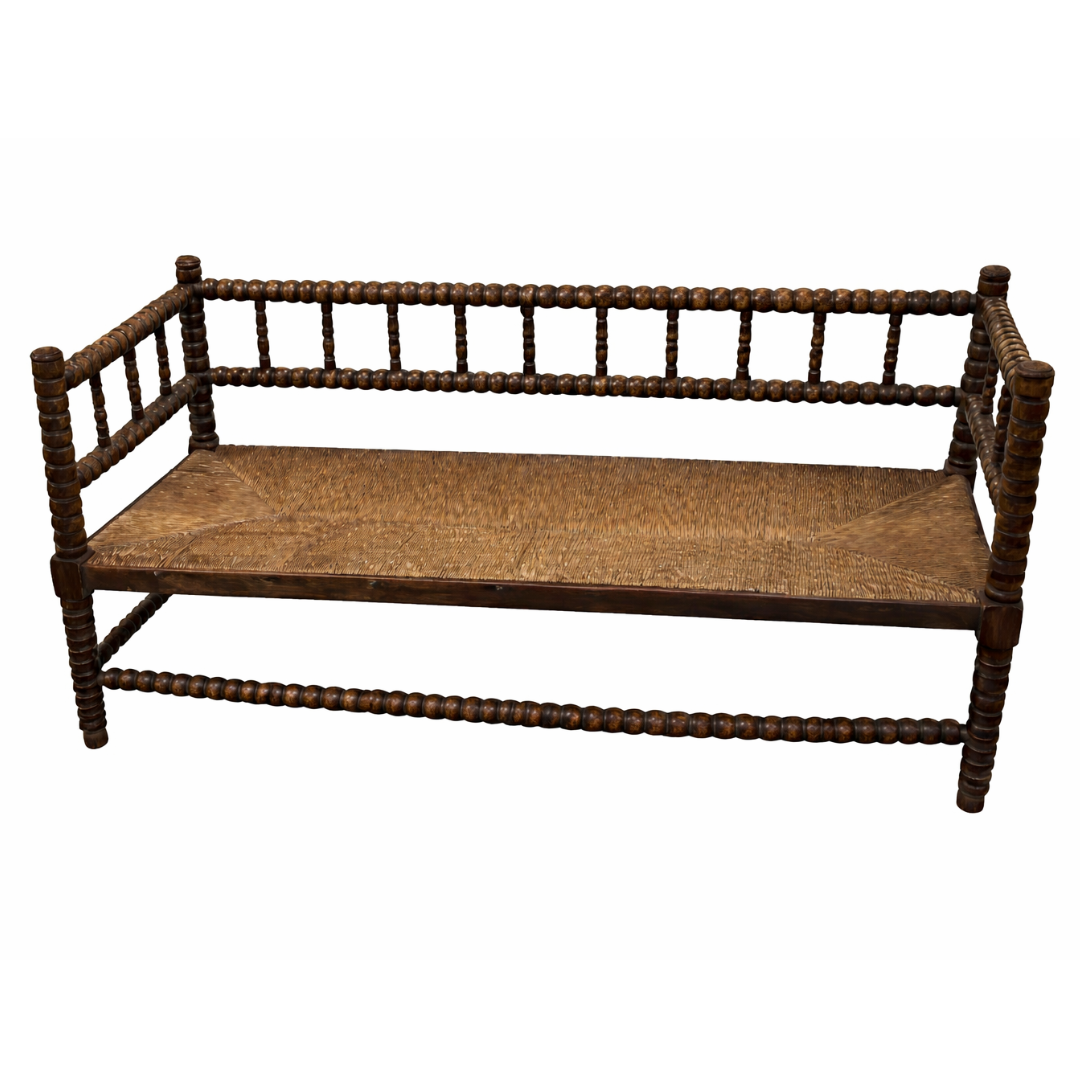 Rush Seat Bobbin Bench