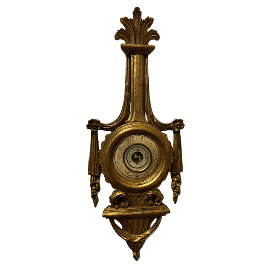 giltwood barometer on white background