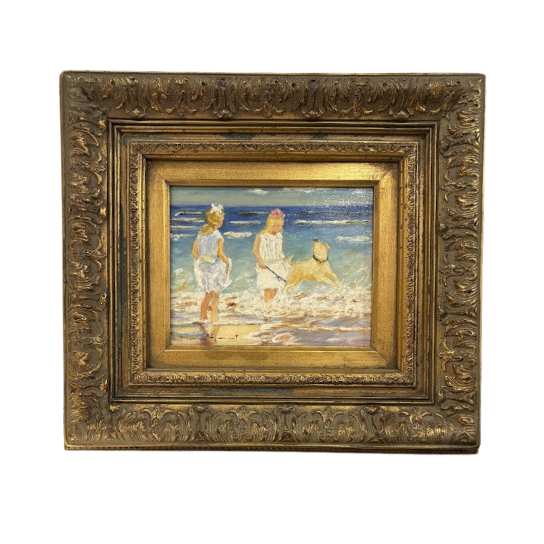 European Signed and Framed Beach Scene