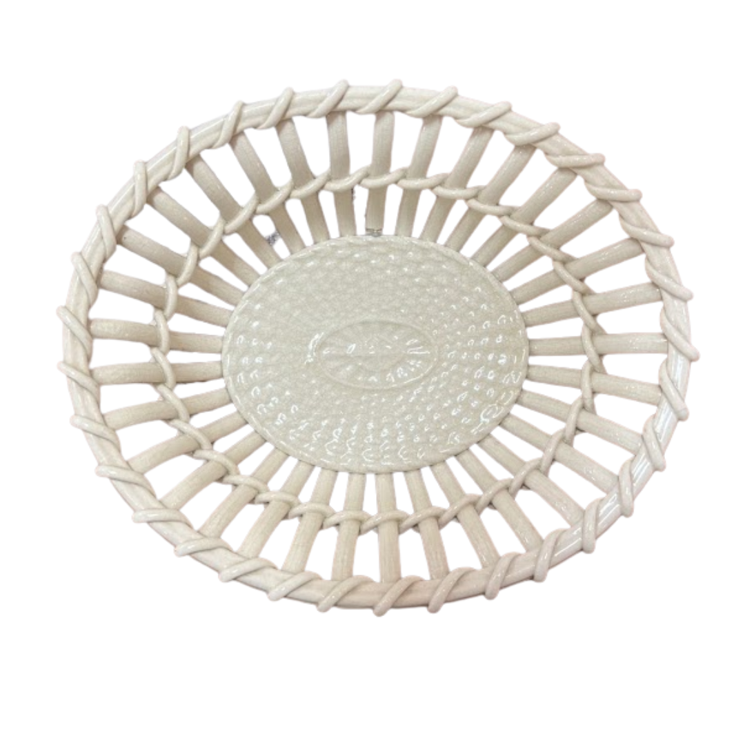 White woven basket on a white background