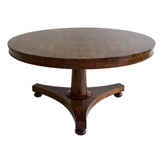 William IV Rosewood Tilt-Top Centre Table on Tripartite Pedestal, c.1835
