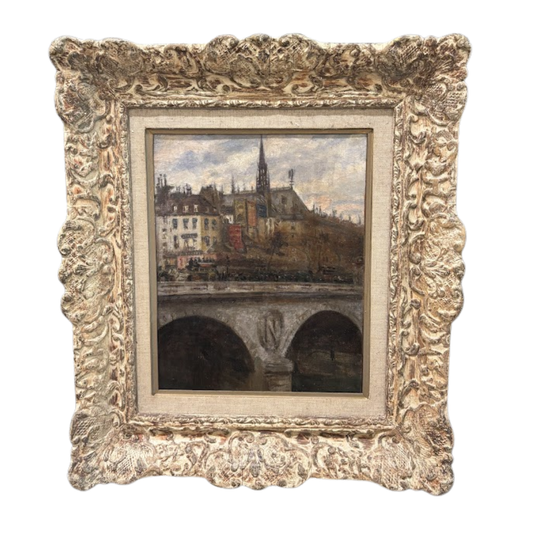 Antique French Oil Painting of Paris in Original Frame (Item 775)
