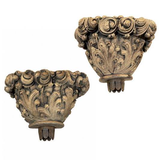 Pair Bleached Oak Brackets