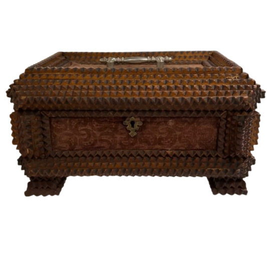 Tramp Art Box with Large Mirror