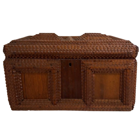 Large Late 19th Century European Tramp Art Box, Likely German