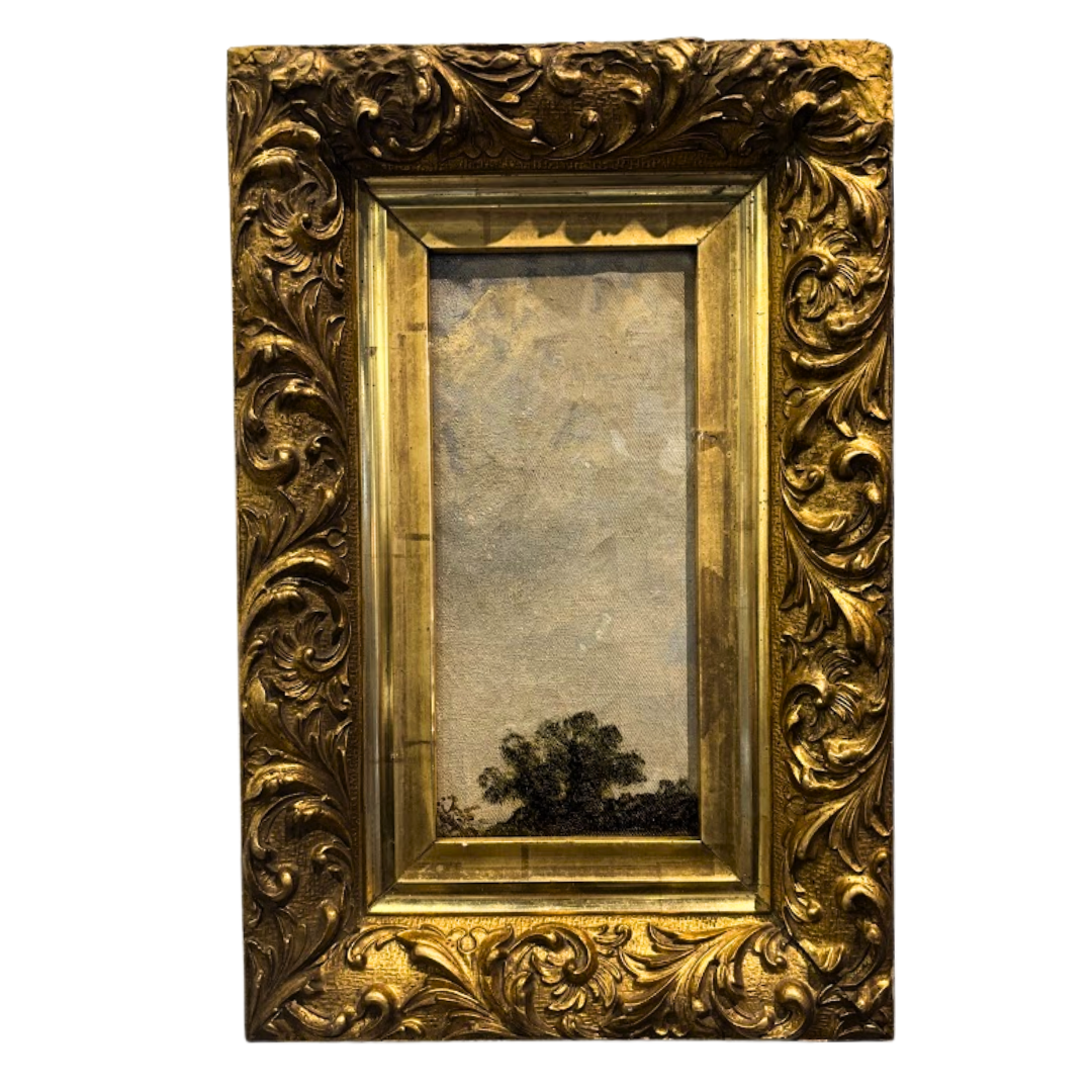Antique Oil on Canvas of Landscape in Antique Baroque Frame