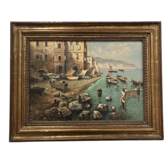 Oil Painting by Italian Artist Tosetto with Lamb's Tongue Trim Frame (QC1008)