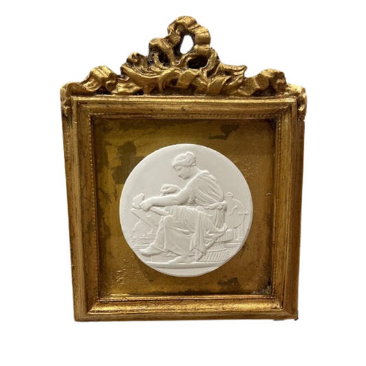4.5" Handmade Intaglio in Handmade Gilded Frame