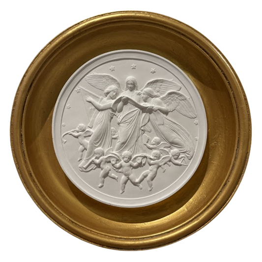 9" Handmade Intaglio Cast from Antique Found in Denmark in Frame Cast from Antique Frame Found on Portobello Road, London