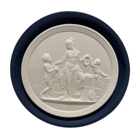 Handmade Intaglio Made from Dutch Antique in Navy Painted Frame Cast from Italian Antique