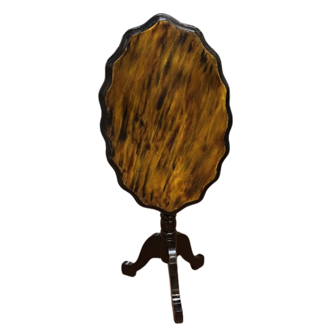 1920s Pedestal Tilt Top Drinks Table with Hand Painted Tortoise Top (#1826)