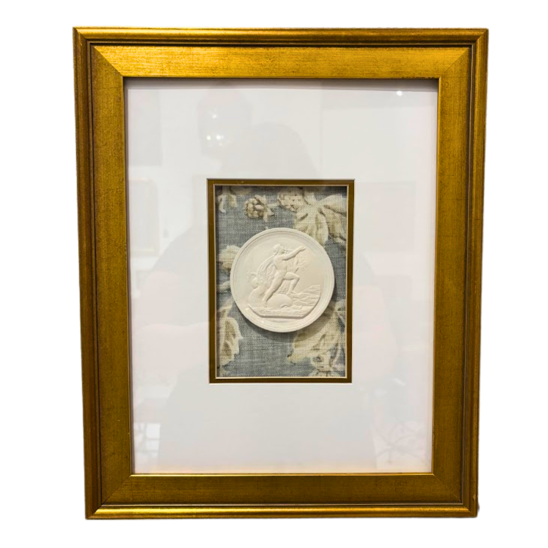 Handmade Intaglio on Sanderson Trade-Only Fabric in Gold Frame