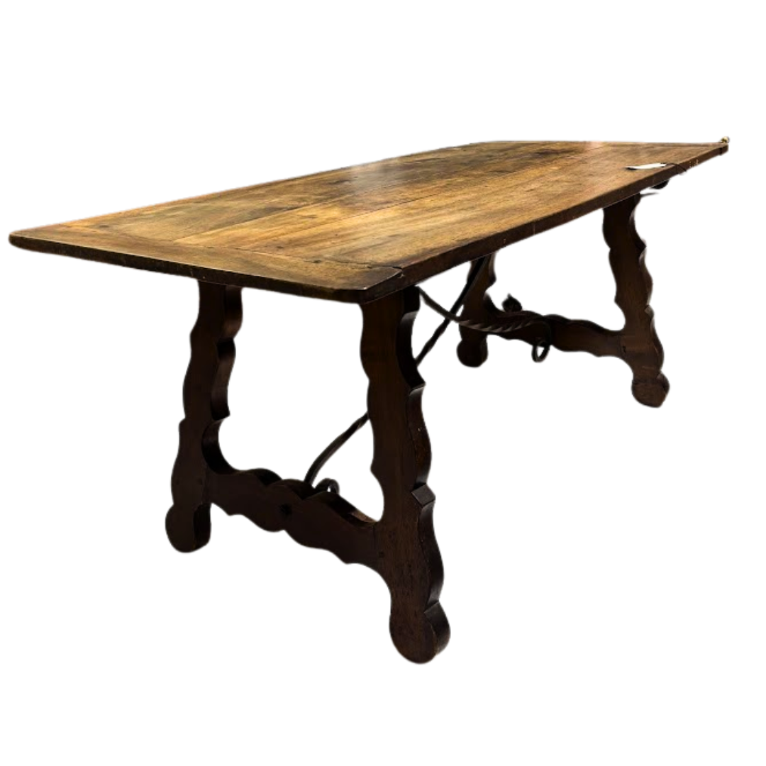 Italian Baroque Style Walnut Trestle Table