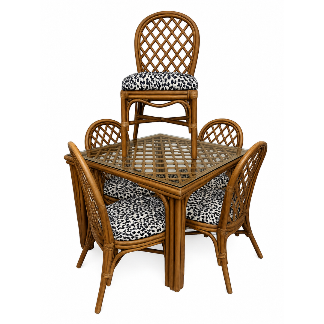 Rattan Game Table and Chair Set